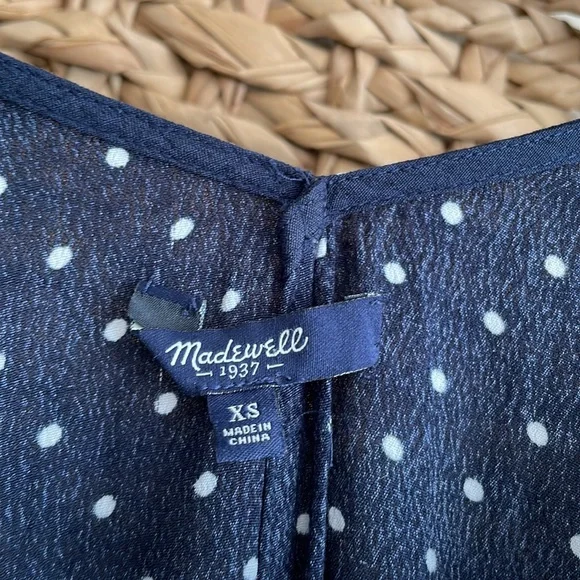 Madewell Shift Tunic Dress Navy Polka Dot Cap Sleeves - Picture 3 of 8